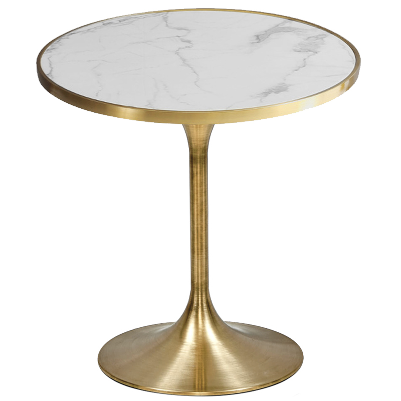 Обеденный стол Lovisa Table Circle Белый Латунь сатинированная Обеденный стол Lovisa Table Circle Белый Латунь сатинированная в Барнауле | Loft Concept