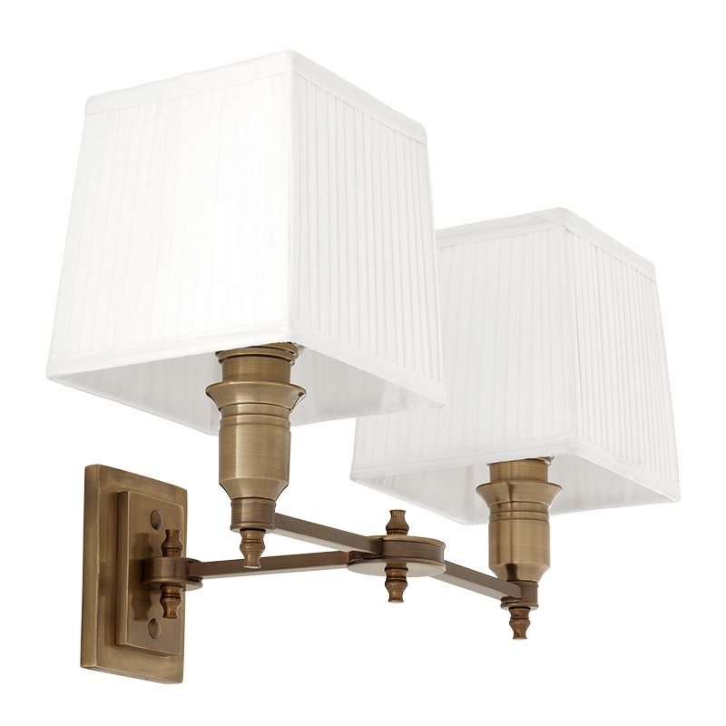 Бра Wall Lamp Lexington Double Brass+White Латунь Античная полированная Белый Бра Wall Lamp Lexington Double Brass+White Латунь Античная полированная Белый в Барнауле | Loft Concept