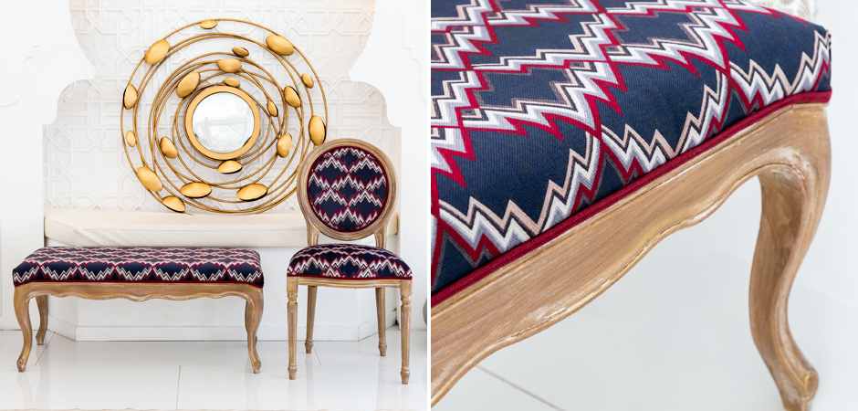 Банкетка Ikat Pattern с золотой патиной Банкетка Ikat Pattern с золотой патиной - Loft-Concept в Барнауле