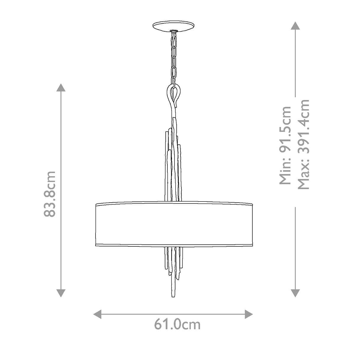 Люстра подвесная с широким белым текстильным абажуром и вертикальными декоративными элементами Hinkley в Барнауле