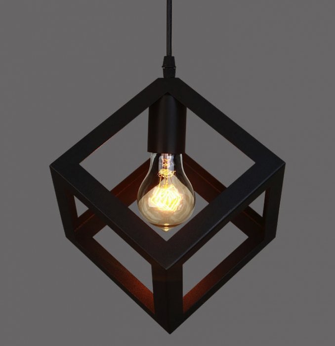 Подвесной светильник Loft Polyedra Cube Черный в Барнауле | Loft Concept 