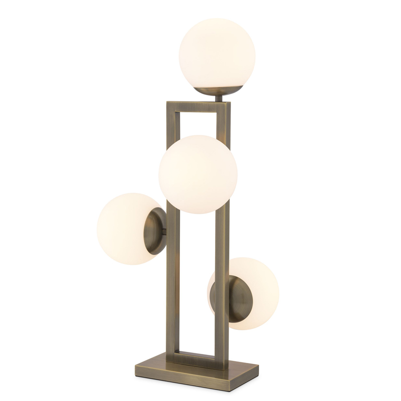 Настольная лампа Eichholtz Table Lamp Pascal brass Латунь Белое матовое стекло в Барнауле | Loft Concept 