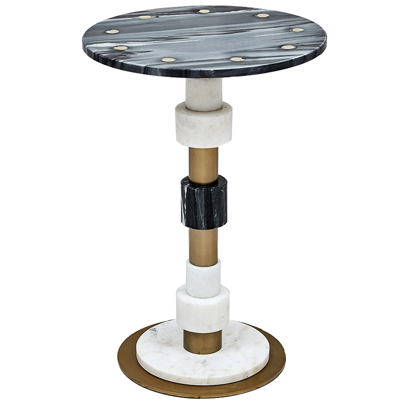 Приставной стол Aegina Side Table Черно-белый Белый Латунь Приставной стол Aegina Side Table Черно-белый Белый Латунь в Барнауле | Loft Concept