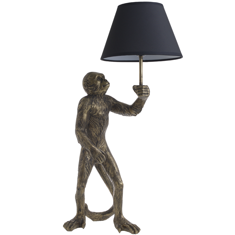 Настольная лампа Monkey with Black Lampshade Золотой Черный Настольная лампа Monkey with Black Lampshade Золотой Черный в Барнауле | Loft Concept