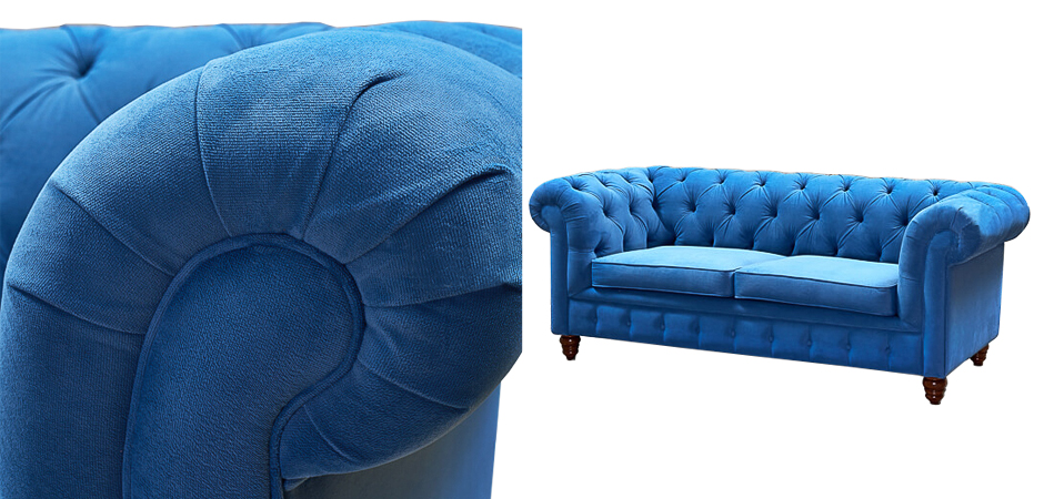 Диван Mini Kensington double blue velor Диван Mini Kensington double blue velor - Loft-Concept в Барнауле
