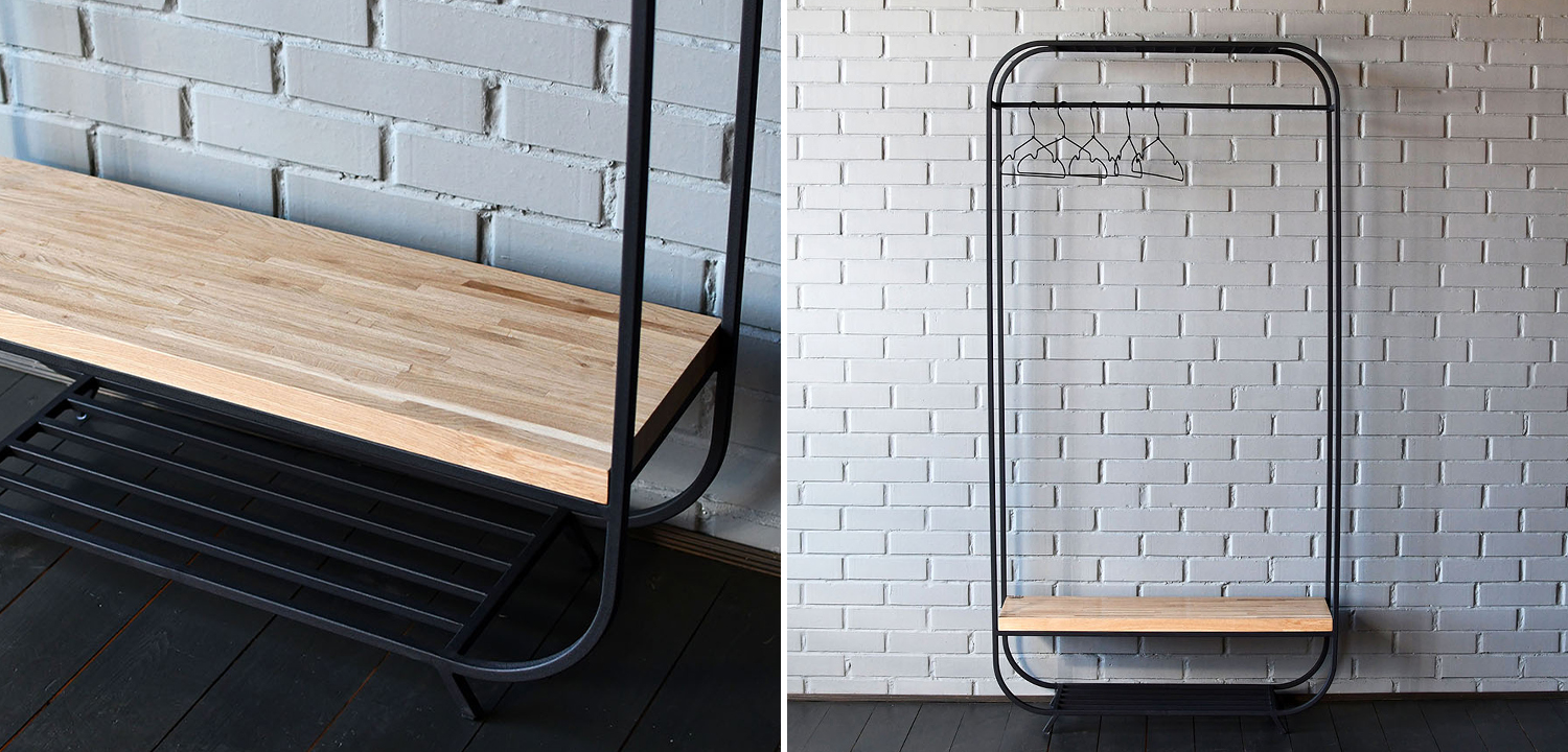 Рейл Tevin Industrial Metal Rust Clothes Rail - фото