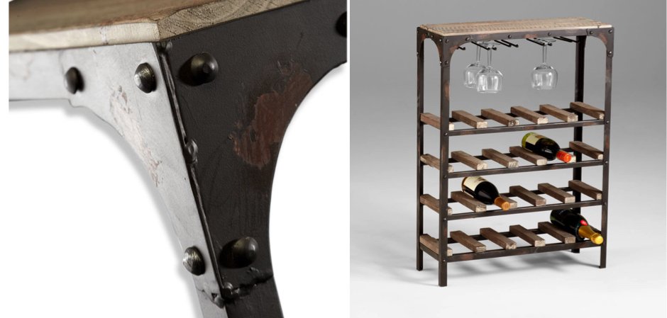 Стеллаж Industrial Metal Rust Console Wine Rack Стеллаж Industrial Metal Rust Console Wine Rack - Loft-Concept в Барнауле