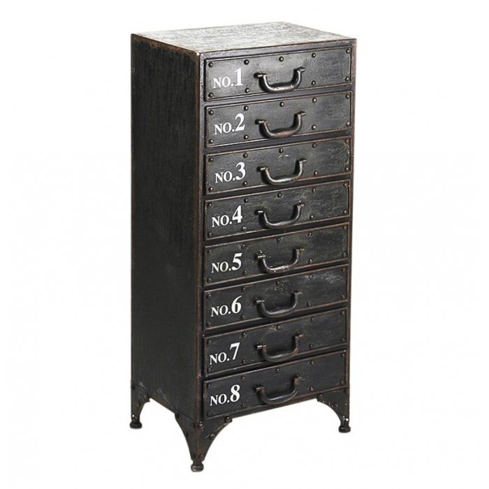Комод металлический в стиле Лофт Industrial Loft Rustic Iron 8 Drawer Dresser Черный Комод металлический в стиле Лофт Industrial Loft Rustic Iron 8 Drawer Dresser Черный в Барнауле | Loft Concept