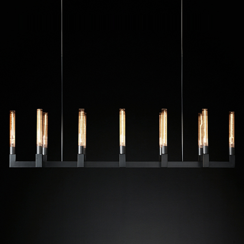 Люстра RH CANELLE Linear Chandelier 12 Modern Black Черный матовый в Барнауле | Loft Concept 