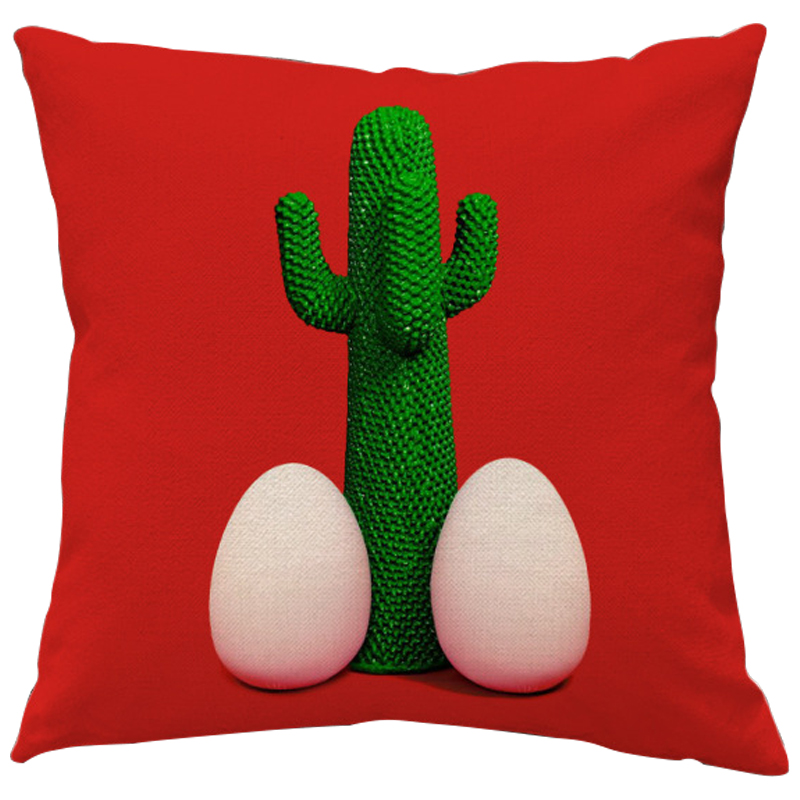 Декоративная подушка Seletti Cushion God Cactus Красный Зеленый Белый Декоративная подушка Seletti Cushion God Cactus Красный Зеленый Белый в Барнауле | Loft Concept