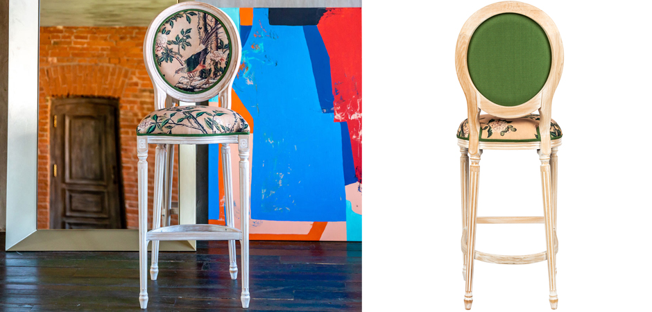 Барный стул Beige and Green Chinoiserie Bar Stool - фото №1