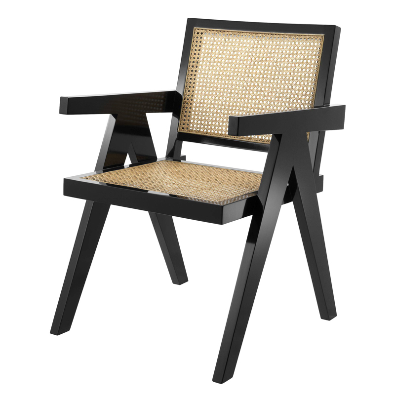 Стул Eichholtz Dining Chair Adagio Черный Бежевый Стул Eichholtz Dining Chair Adagio Черный Бежевый в Барнауле | Loft Concept