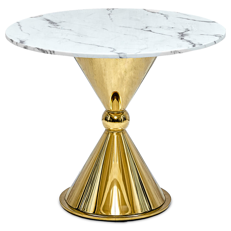 Обеденный стол Furness Dining Table Глянцевое золото Белый Мрамор Bianco Обеденный стол Furness Dining Table Глянцевое золото Белый Мрамор Bianco в Барнауле | Loft Concept