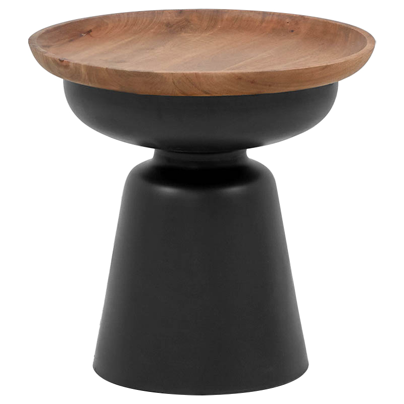 Приставной стол Keaton Round Side Table Коричневый Черный в Барнауле | Loft Concept 