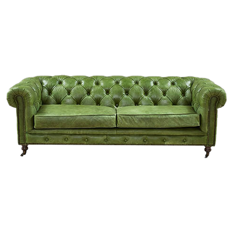 Диван Chesterfield leather Sofa green Зеленый Диван Chesterfield leather Sofa green Зеленый в Барнауле | Loft Concept
