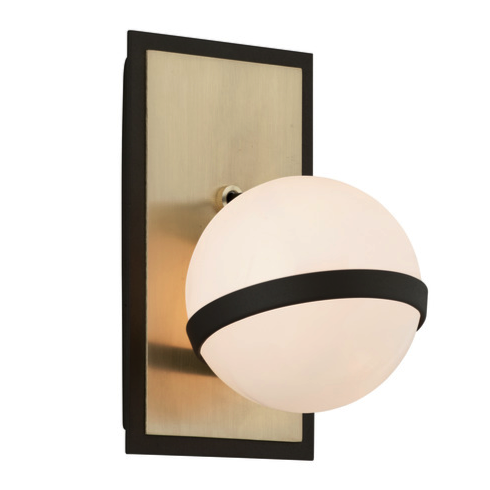 Бра Troy Lighting Ace Wall Sconce Латунь Черный Молочный в Барнауле | Loft Concept 