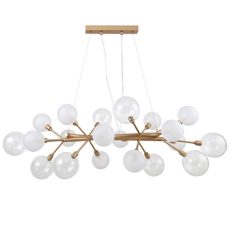 Люстра Berries Chandelier Rectangle White 100 матовое золото Прозрачный Прозрачный белый Люстра Berries Chandelier Rectangle White 100 матовое золото Прозрачный Прозрачный белый в Барнауле | Loft Concept