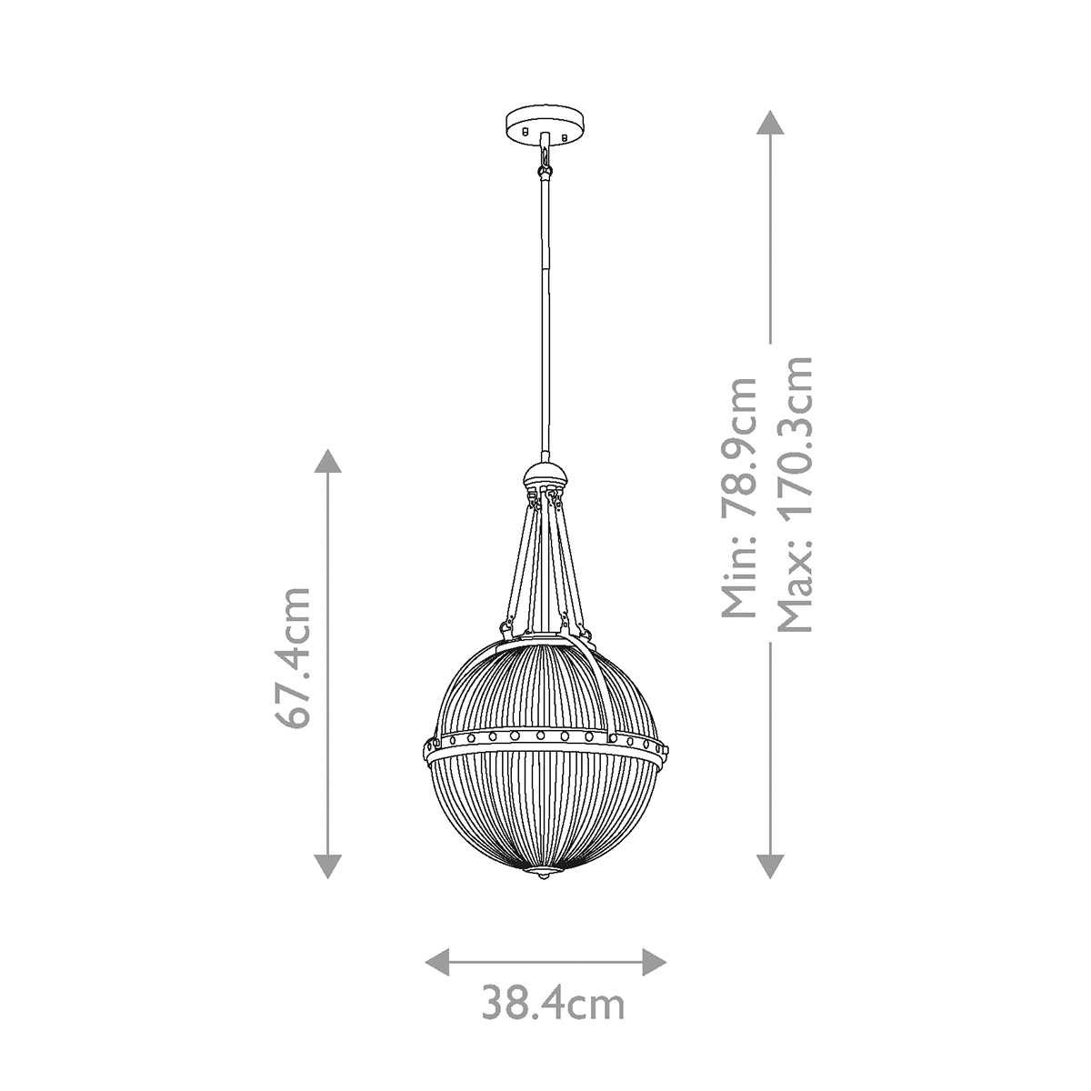 Подвесной светильник с рифленым стеклянным плафоном в форме шара Kichler в Барнауле