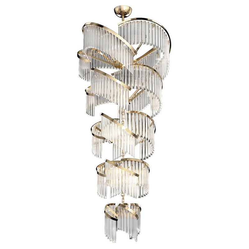Большая Многоярусная Люстра для Высокого потолка Odeon Large Tiered Chandelier Золотой Прозрачное Стекло Большая Многоярусная Люстра для Высокого потолка Odeon Large Tiered Chandelier Золотой Прозрачное Стекло в Барнауле | Loft Concept