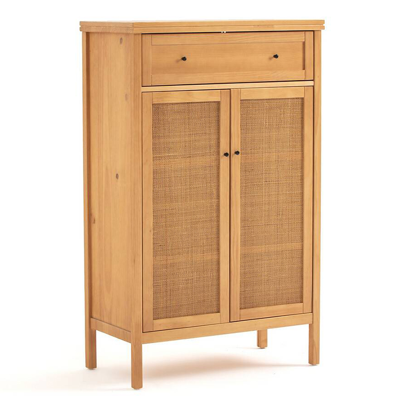 Комод в скандинавском стиле с плетеными дверцами Niels Wicker 3 drawers Светлый дуб Комод в скандинавском стиле с плетеными дверцами Niels Wicker 3 drawers Светлый дуб в Барнауле | Loft Concept