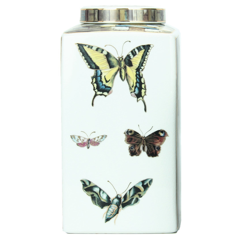 Ваза с крышкой Ceramic Flowers and Butterflies Vase Белый Мульти Ваза с крышкой Ceramic Flowers and Butterflies Vase Белый Мульти в Барнауле | Loft Concept