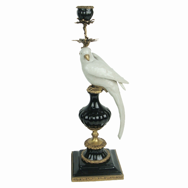 Подсвечник White Parrot Бронза Белый Черный Подсвечник White Parrot Бронза Белый Черный в Барнауле | Loft Concept