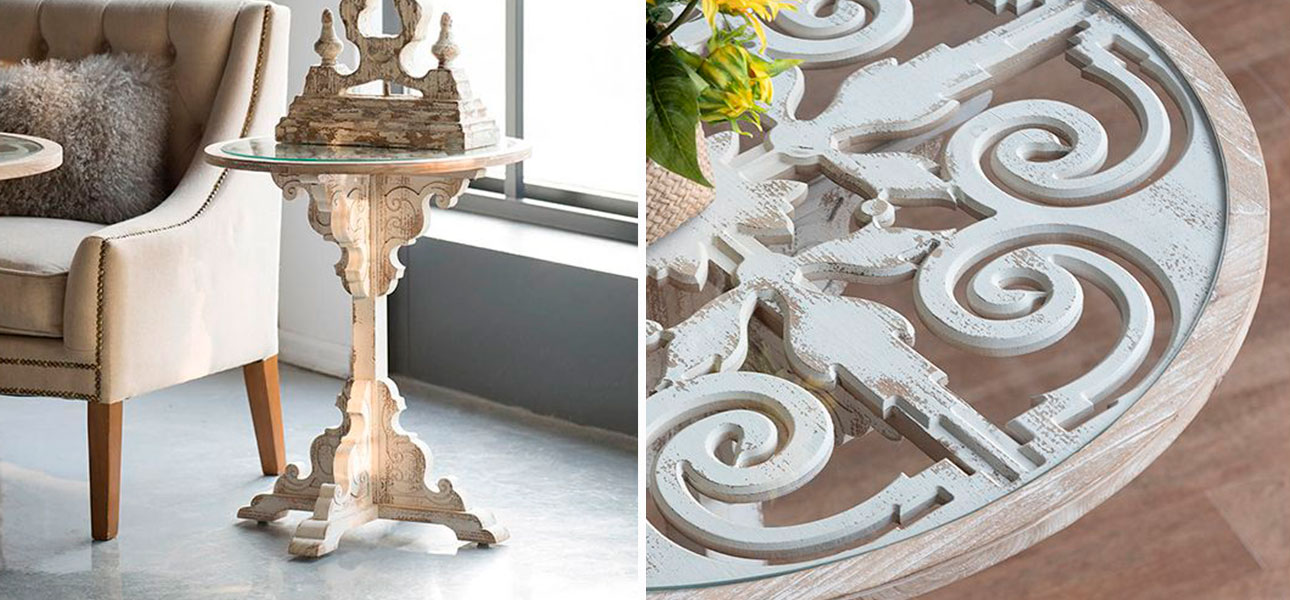 Столик круглый на резном пьедестале Olivia - фото