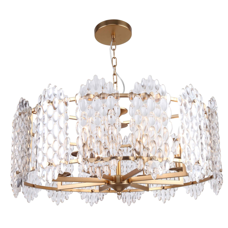 Люстра подвесная Textured Glass Chandelier D71 Глянцевое золото Прозрачное Стекло Люстра подвесная Textured Glass Chandelier D71 Глянцевое золото Прозрачное Стекло в Барнауле | Loft Concept