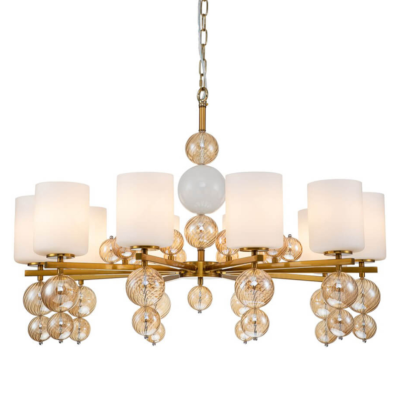 Люстра Blown Glass Balloons Chandelier 10 Латунь Белый Янтарный Люстра Blown Glass Balloons Chandelier 10 Латунь Белый Янтарный в Барнауле | Loft Concept