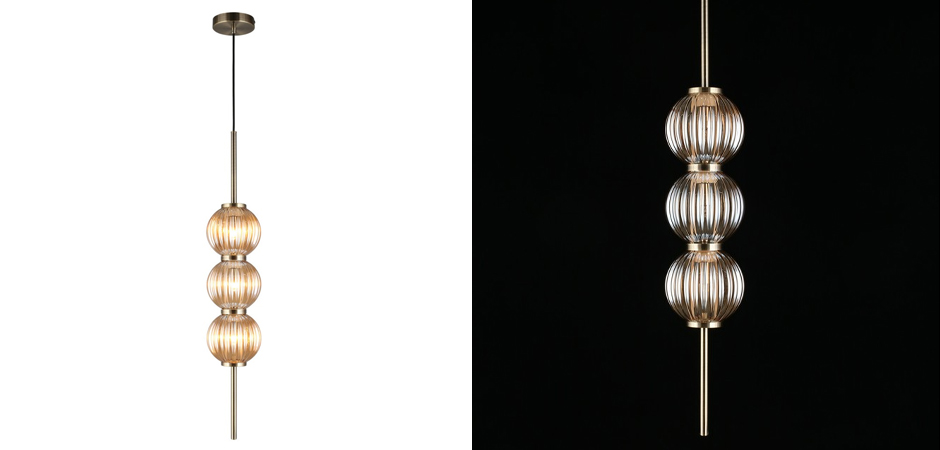 Подвесной светильник Shell Beads с янтарным стеклом Подвесной светильник Shell Beads с янтарным стеклом - Loft-Concept в Барнауле