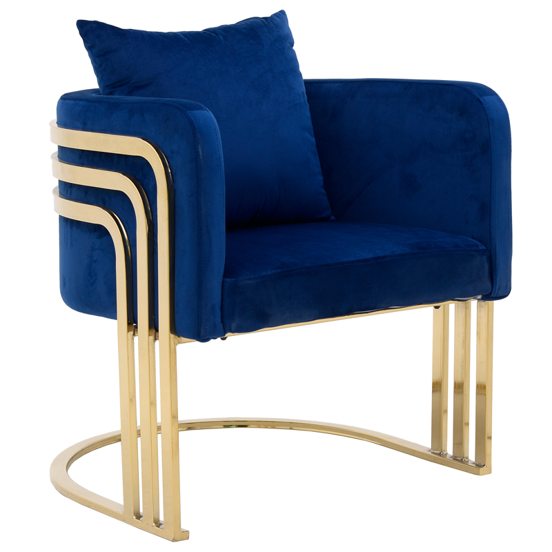 Кресло Custodia Armchair Blue Синий Глянцевое золото Кресло Custodia Armchair Blue Синий Глянцевое золото в Барнауле | Loft Concept