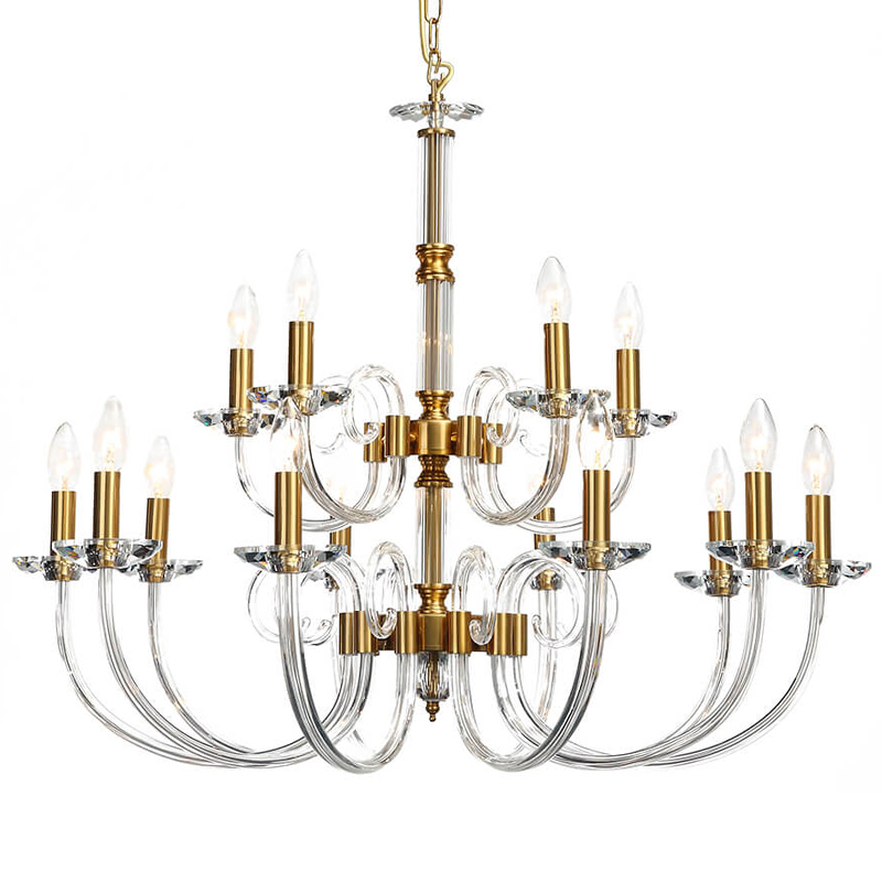 Люстра Twisted Glass Candles Chandelier 15 Золотой Прозрачное Стекло в Барнауле | Loft Concept 
