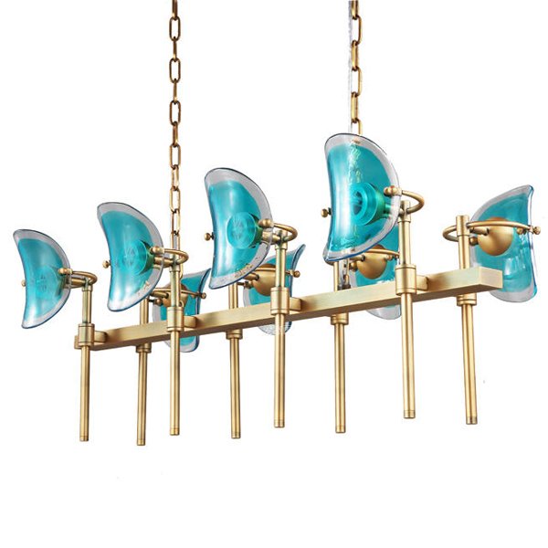 Люстра Lily Turquoise Glass rectangle Золотой Бирюзовый Люстра Lily Turquoise Glass rectangle Золотой Бирюзовый в Барнауле | Loft Concept