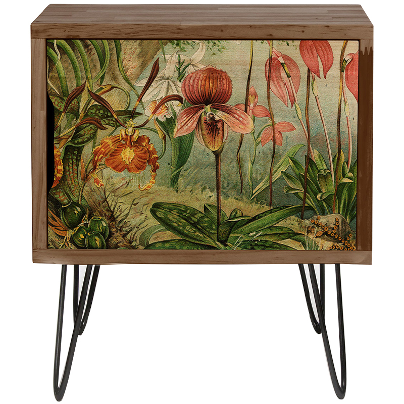 Тумба с цветочным изображением Floral Wood Nightstand 2 Коричневый Зеленый Красный Тумба с цветочным изображением Floral Wood Nightstand 2 Коричневый Зеленый Красный в Барнауле | Loft Concept