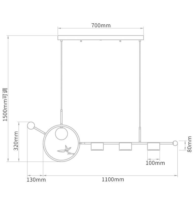Линейный светильник Metal Wood Ring Leaf Linear Light в Барнауле