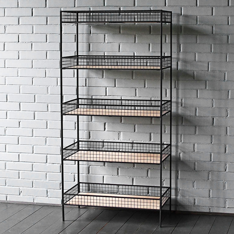 Стеллаж Keith Industrial Metal Rust Rack Черный Древесина Стеллаж Keith Industrial Metal Rust Rack Черный Древесина в Барнауле | Loft Concept