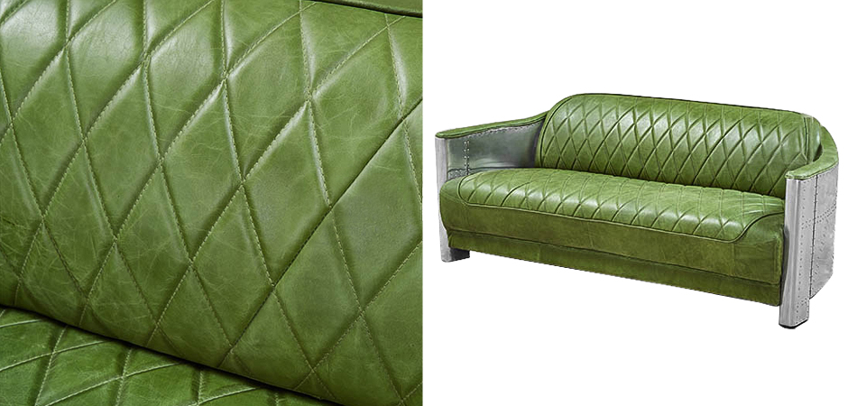Диван Авиатор Sofa 2 seat зеленая кожа Диван Авиатор Sofa 2 seat зеленая кожа - Loft-Concept в Барнауле