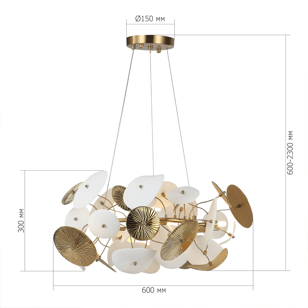 Люстра с белыми и золотистыми цветами Dahlia Flowers Lamp в Барнауле