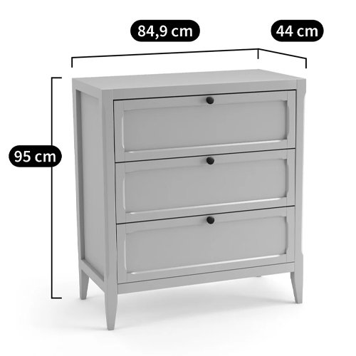 Комод с 3-мя ящиками серый Silva Grey Chest of Drawers Комод с 3-мя ящиками серый Silva Grey Chest of Drawers в Барнауле