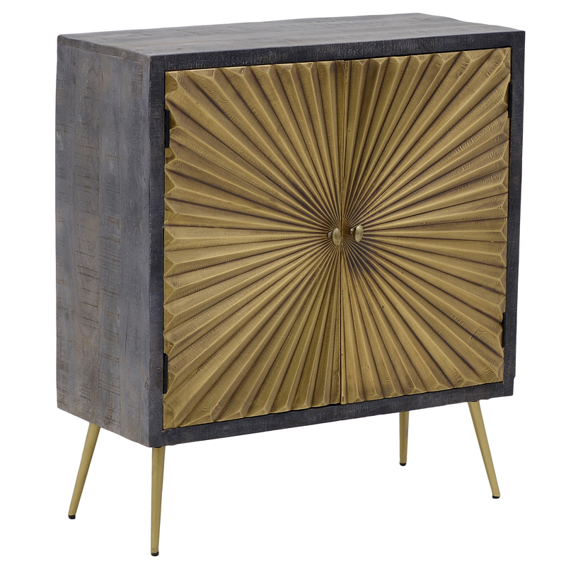 Комод с рельефным фасадом Loritz Sun Chest of Drawers Золотой Черный в Барнауле | Loft Concept 