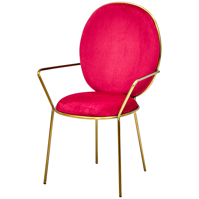Стул с подлокотниками STAY Chair Fuchsia Фуксия Глянцевое золото в Барнауле | Loft Concept 