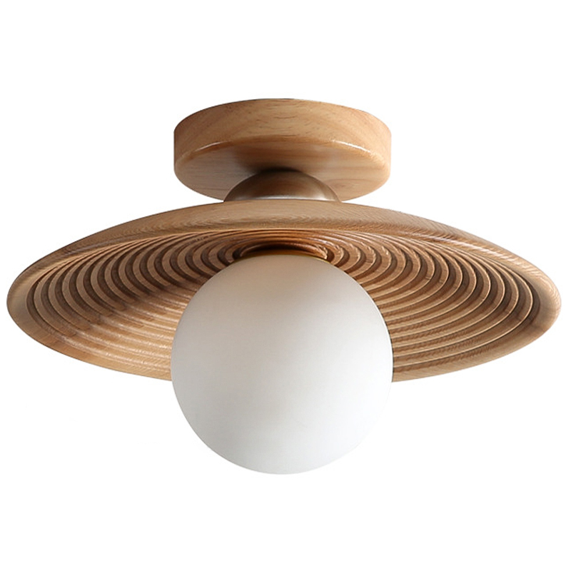 Потолочный светильник Ogata Wooden Light Коричневый Древесина Белое матовое стекло Потолочный светильник Ogata Wooden Light Коричневый Древесина Белое матовое стекло в Барнауле | Loft Concept