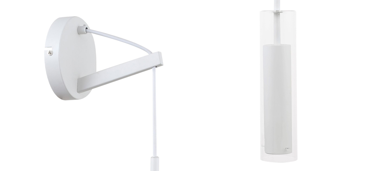 Белое бра с двухслойным плафоном NARSIS - фото