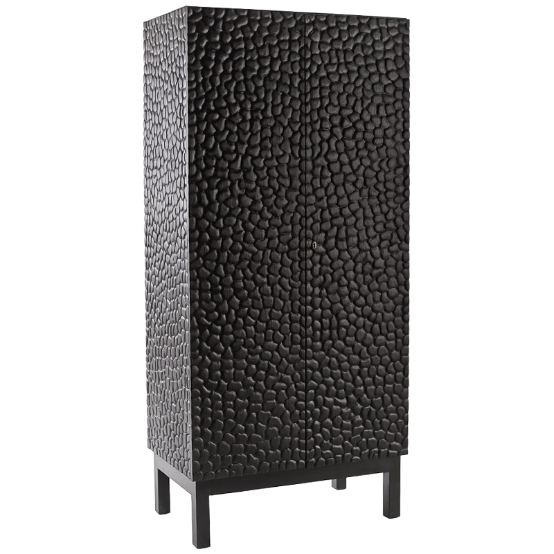 Шкаф Black Pebble Wood Carved Cabinet Черный Шкаф Black Pebble Wood Carved Cabinet Черный в Барнауле | Loft Concept