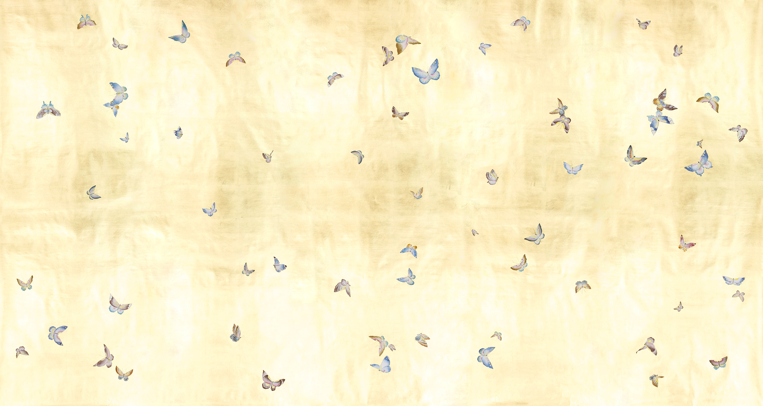 Обои ручная роспись Butterflies Special Colourway on Deep Rich Gold gilded paper Обои ручная роспись Butterflies Special Colourway on Deep Rich Gold gilded paper - постер Loft-Concept в Барнауле
