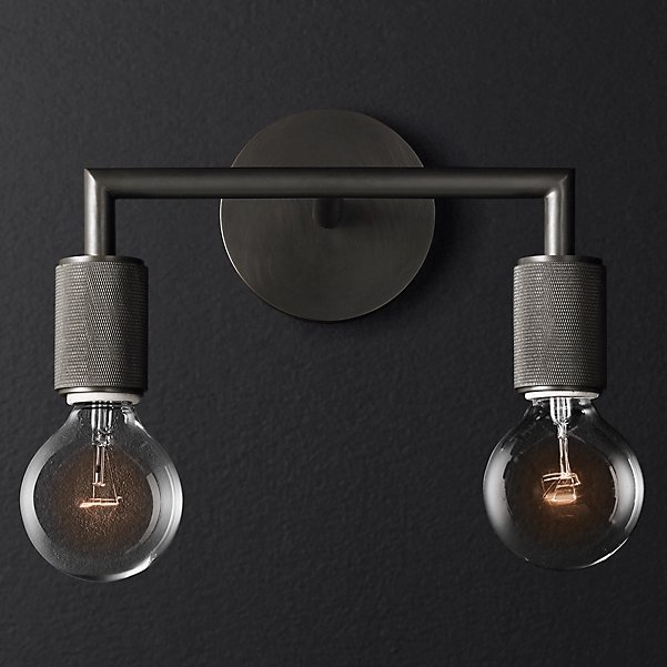 Бра RH Utilitaire Double Sconce Black Темная бронза Бра RH Utilitaire Double Sconce Black Темная бронза в Барнауле | Loft Concept
