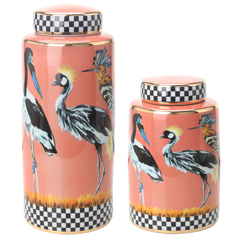 Ваза с крышкой Storks Vase Розовый Лососёвый Черно-белый Мульти Ваза с крышкой Storks Vase Розовый Лососёвый Черно-белый Мульти в Барнауле | Loft Concept