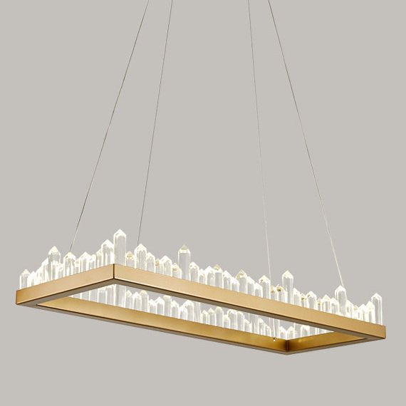 Люстра Crystal Rock Rectangle Chandelier Латунь Прозрачное Стекло Люстра Crystal Rock Rectangle Chandelier Латунь Прозрачное Стекло в Барнауле | Loft Concept