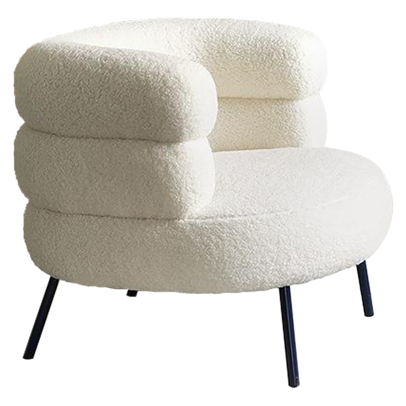 Кресло Boyle White Boucle Armchair Белый Черный Кресло Boyle White Boucle Armchair Белый Черный в Барнауле | Loft Concept