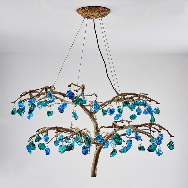 Люстра Precious Tree Chandelier Винтажное Светлое Золото Синий Бирюзовый Люстра Precious Tree Chandelier Винтажное Светлое Золото Синий Бирюзовый в Барнауле | Loft Concept
